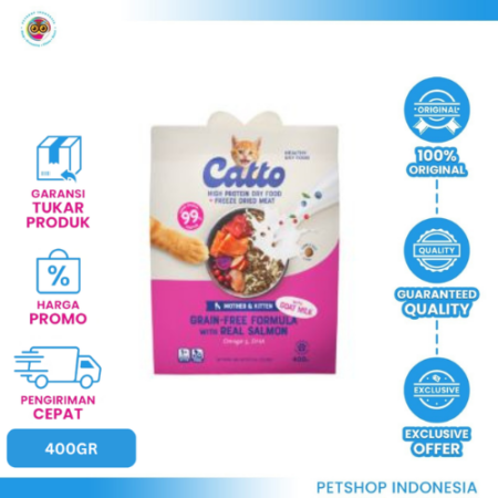 CATTO Mother & Kitten Chicken Salmon Dry 400gr – Makanan Kucing Lezat & Bernutrisi