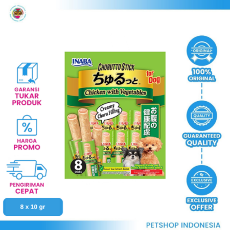 CHURUTTO Dog Chicken Vegetables 80gr – Snack Anjing Lezat & Bernutrisi