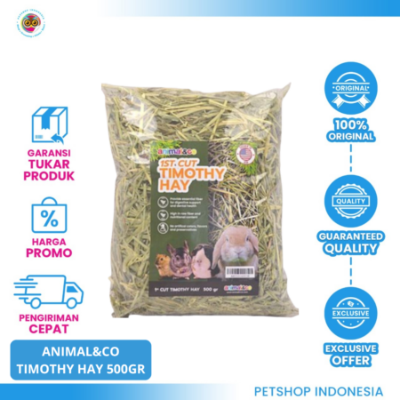 ANIMAL&CO Timothy Hay 500gr – Rumput Timothy Premium untuk Kelinci, Hamster & Guinea Pig