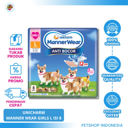 MANNER WEAR Girl L8 – Popok Anjing Betina Ukuran L yang Nyaman dan Praktis