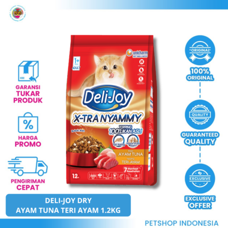 DELI-JOY Dry Food Ayam Tuna Topping Teri Ayam 1,2kg– Makanan Kucing Dewasa Nutrisi Lengkap