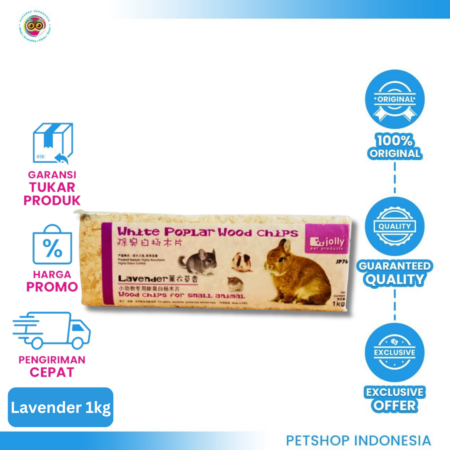 Jolly White Poplar Woodchips 1kg Lavender – Serbuk Kayu Premium untuk Hamster, Kelinci, dan Chinchilla