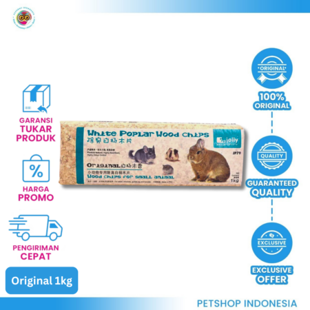 Jolly White Poplar Woodchips 1kg Original – Serbuk Kayu Premium untuk Hamster, Kelinci, dan Chinchilla