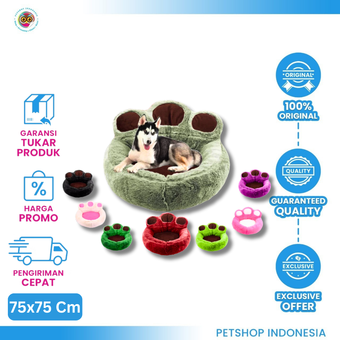 PBX2506025_PB PET BED PAW JUMBO 75X75CM Pet Bed Paw Shaped Jumbo 75x75cm – Kasur Hewan Bentuk Telapak Paw Super Empuk