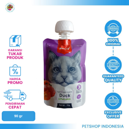 WANPY Tasty Meat Duck & Pumpkin 90gr – Camilan Anjing Lezat dengan Daging Bebek dan Labu