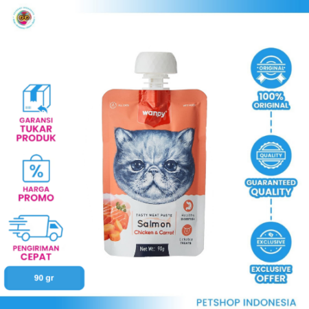 WANPY Tasty Meat Chicken & Carrot 90gr – Camilan Kucing Lezat dengan Ayam dan Wortel Pilihan