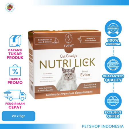 NUTRI LICK Salmon Box 20x5Gr – Camilan Krim Kucing Rasa Salmon yang Lezat dan Praktis