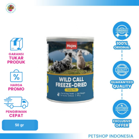 MAJES Wild Call Freeze Dried 50gr – Snack Premium Bernutrisi untuk Kucing dan Anjing