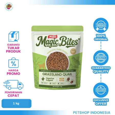 MAJES CF Magic Bites Grassland Quail 1Kg – Makanan Kucing Premium dengan Protein Berkualitas