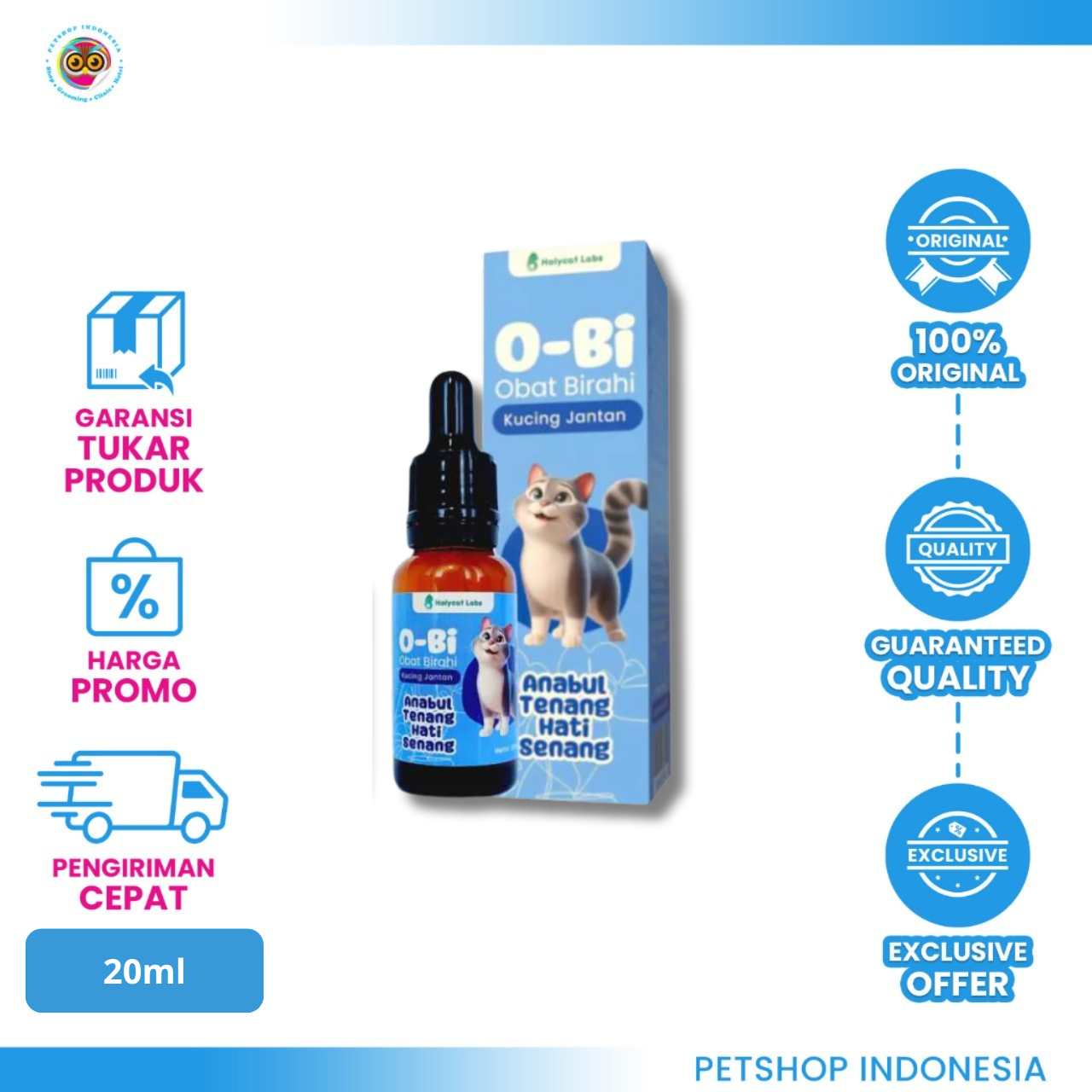 114271_HOLY O-BI JANTAN HOLY O-BI Jantan – Obat Birahi Kucing 20ml