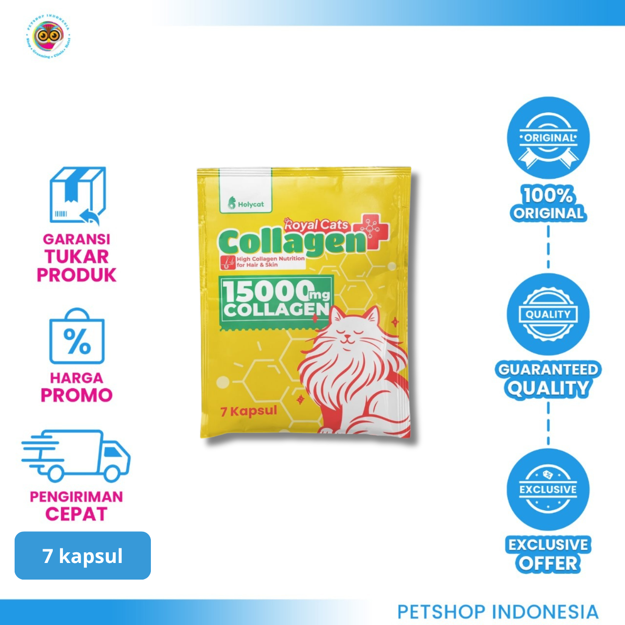 2858012541_ROYAL CATS COLLAGEN+ SACHET ROYAL CATS Collagen+ Sachet Isi 7 Kapsul – Suplemen Kucing untuk Kesehatan Kulit dan Bulu