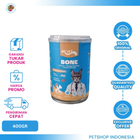MRVET CAT CANNED BONE 400G – Makanan Basah Kucing untuk Mendukung Kesehatan Tulang