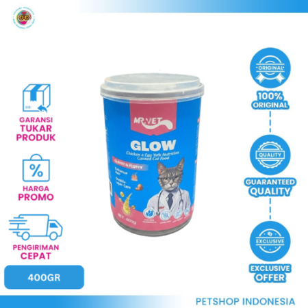 MRVET CAT CANNED GLOW 400G – Makanan Basah Kucing untuk Kulit Sehat & Bulu Berkilau