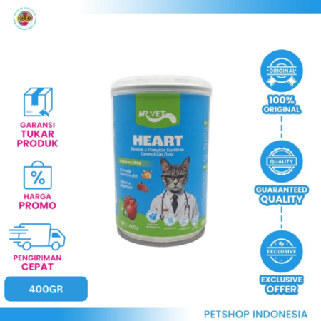 MRVET CAT CANNED HEART 400G – Makanan Basah Kucing untuk Mendukung Kesehatan Jantung