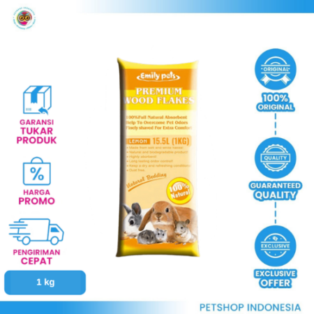 SERBUK KAYU EMILY LEMON 1KG – Alas Kandang Serbuk Kayu Aroma Lemon untuk Hewan Peliharaan