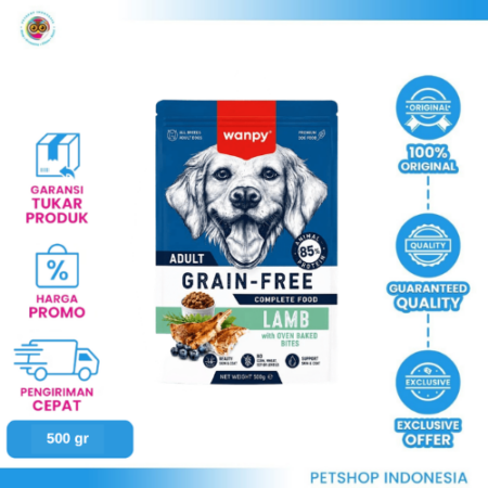 WANPY Grain Free for Adult Dog Lamb 500gr – Makanan Anjing Dewasa Bebas Grain Rasa Domba