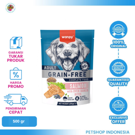 WANPY Grain Free for Adult Dog Salmon 500gr – Makanan Anjing Dewasa Bebas Grain Rasa Salmon