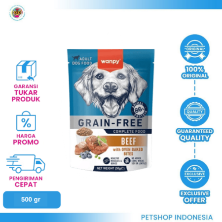 WANPY Grain Free for Adult Dog Beef 500gr – Makanan Anjing Dewasa Bebas Grain Rasa Sapi