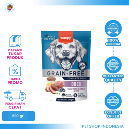 WANPY Grain Free for Adult Dog Duck 500gr – Makanan Anjing Dewasa Bebas Grain Rasa Bebek