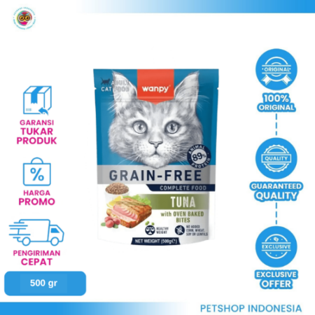 WANPY Grain Free for Adult Cat Tuna 500gr – Makanan Kering Kucing Dewasa Bebas Grain Rasa Tuna
