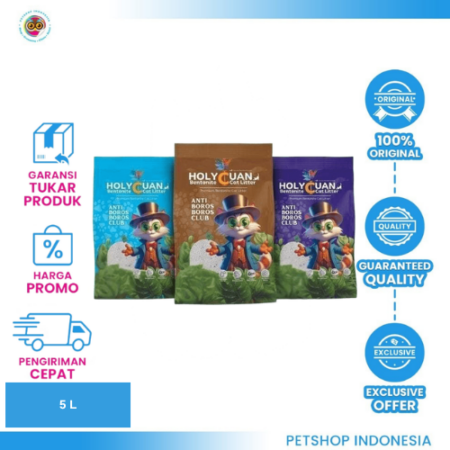 HOLYCUAN Bentonite Cat Litter 5L - Pasir Kucing Gumpal Cepat Anti Bau