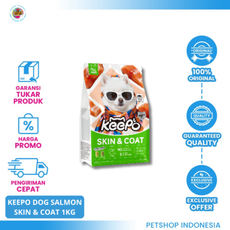 KEEPO Dog Dry Food Salmon Skin & Coat 1kg – Makanan Kering Anjing Perawatan Kulit & Bulu