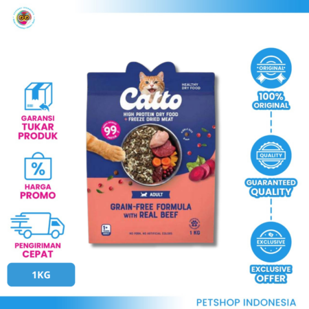 CATTO Adult Beef Dry 1kg – Makanan Kucing Lezat & Bernutrisi