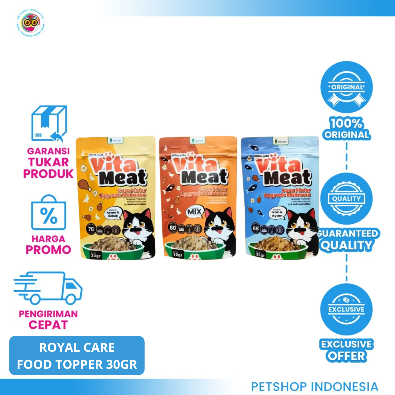 ROYAL CARE VITA MEAT 30G ROYAL CARE VITA MEAT Ayam Bebek 30G – Snack Kucing Lezat dan Bernutrisi
