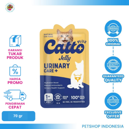 CATTO Plus Jelly Urinary+ 70gr – Makanan Basah Kucing untuk Mendukung Kesehatan Saluran Kemih