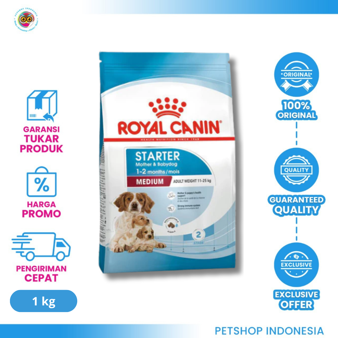 3182550778718_RC SHN MEDIUM STARTER M&B 1 KG Royal Canin Medium Starter Mother & Baby Dog 1kg – Makanan Anak Anjing dan Induk Menyusui