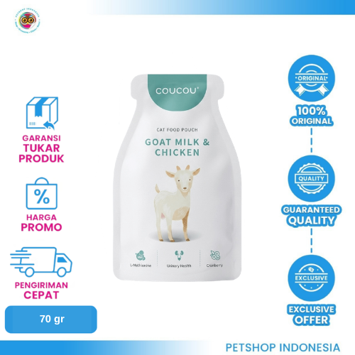 455 COUCOU Goat Milk & Chicken 70g – Snack Kucing Rasa Susu Kambing dan Ayam