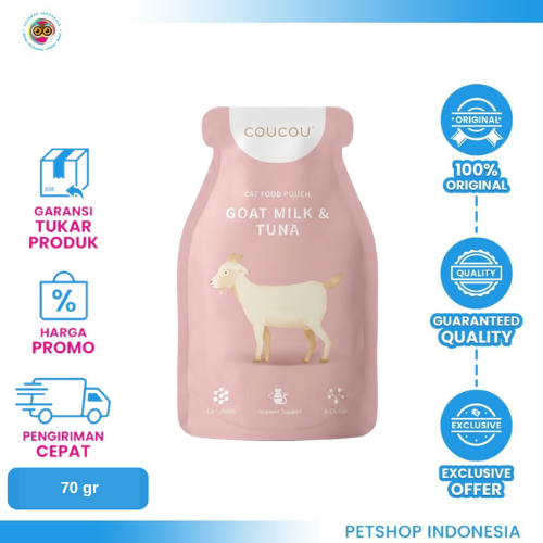 457 COUCOU Goat Milk & Tuna 70g – Snack Kucing Rasa Susu Kambing dan Tuna