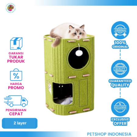 CAT BARREL BED MULTILEVEL 2 LAYER – Tempat Tidur Kucing Bertingkat 2 Lapis