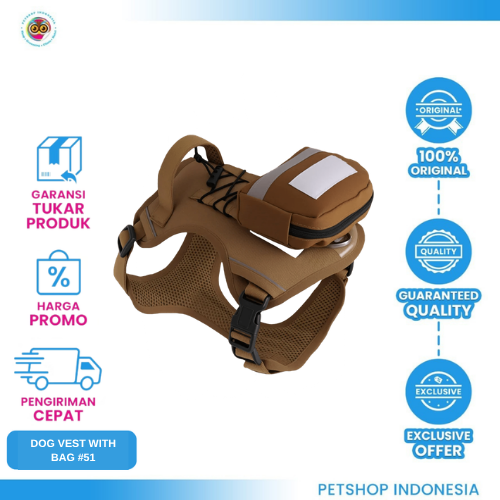 470 DOG VEST WITH BAG #51 – Vest Anjing dengan Tas Praktis untuk Jalan-Jalan