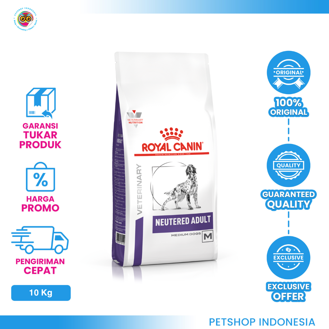 PSI_(D) Royal Canin Vet Neutered Adult Dog (10 Kg) Royal Canin Vet Neutered Adult Medium Dog 10kg – Makanan Anjing Dewasa VET