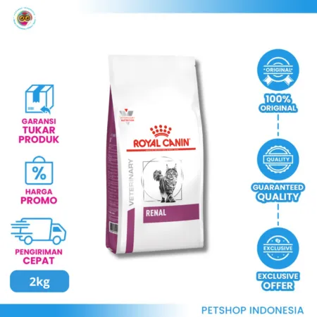 ROYAL CANIN Veterinary Diet Renal Cat Food 2kg – Makanan Kering Kucing untuk Mendukung Fungsi Ginjal