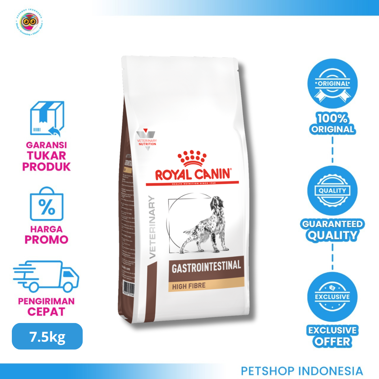 3182550771214_RC VET DF GASTRO HIGH FIBRE 7.5KG ROYAL CANIN Veterinary Diet Gastrointestinal High Fibre Dog Food 7.5kg – Makanan Kering Anjing Tinggi Serat