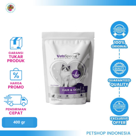 Vet Special Dry Hair & Skin 400gr – Makanan Kucing untuk Mendukung Kebutuhan Kulit & Bulu