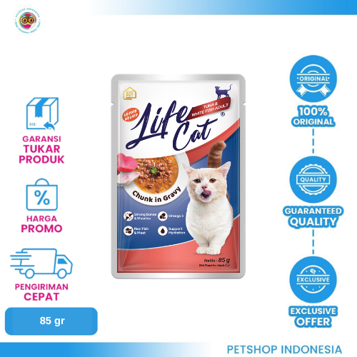 478 Life Cat Tuna & White Fish Adult 85gr – Makanan Kucing Dewasa Rasa Tuna & Ikan Laut