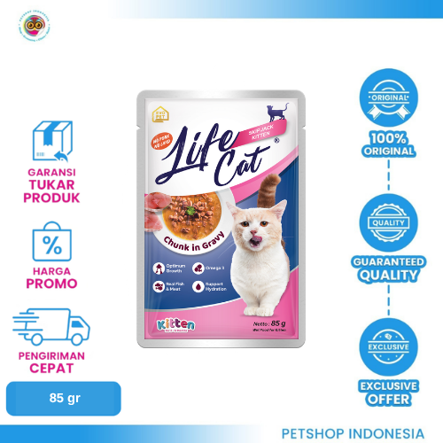 Life Cat Wet Food Skipjack Kitten Pouch 85gr – Makanan Basah untuk Anak Kucing