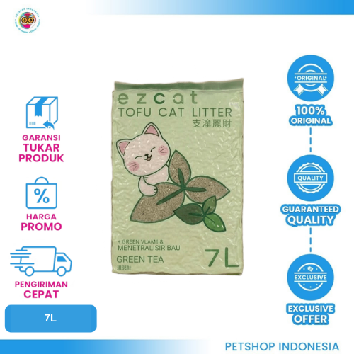 427 Ezcat Tofu CAT Litter Green Tea 7L – Pasir Kucing Tofu dengan Aroma Green Tea