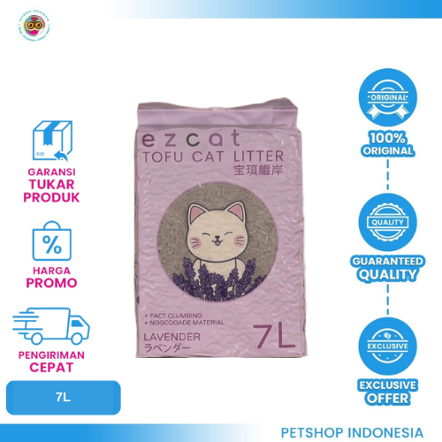 428 Ezcat Tofu CAT Litter Lavender 7L – Pasir Kucing Tofu dengan Aroma Lavender