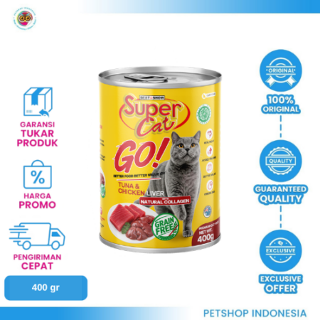 Supercat Go Tuna & Chicken Liver 400gr – Makanan Kucing Rasa Tuna dan Hati Ayam