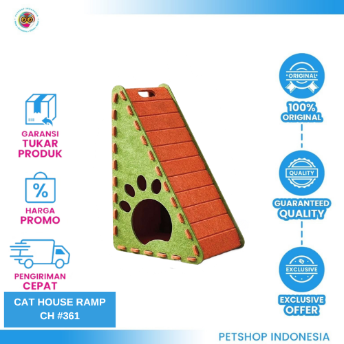 446 Cat House Ramp CH #361 – Rumah Kucing dengan Ramp untuk Area Istirahat